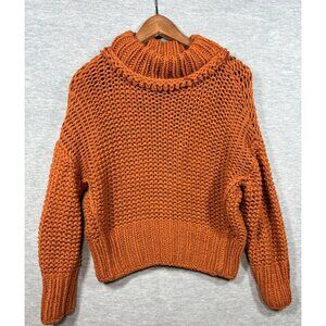 Free People Sweater Womens XS Orange Dolman Chunky Knit My Only Sunshine
